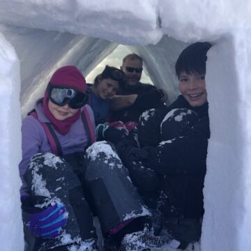 Scouts secure within their snow shelter