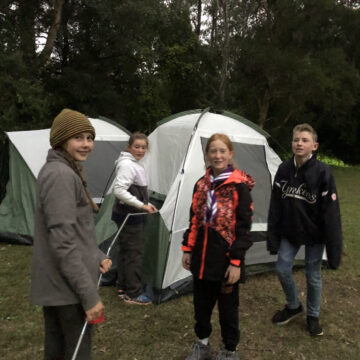 Setting up tents at the Scout Rally