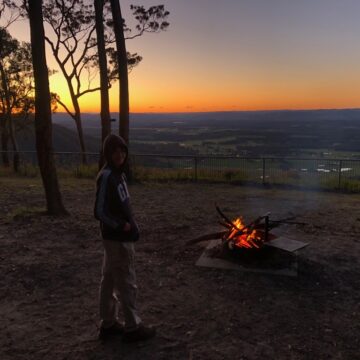 Scout camping looking over the Hunter Valley