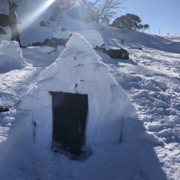 Completed scout snow shelter