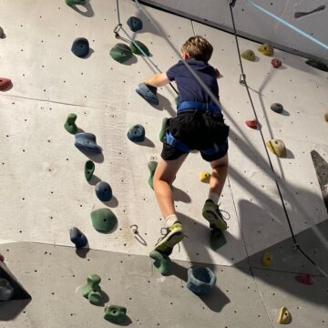 Scouts rock climbing