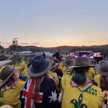 World Scout Jamboree from the ground. Akubras are part of the Australian WJS uniform