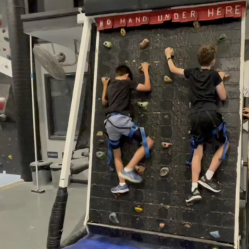Scouts rock climbing